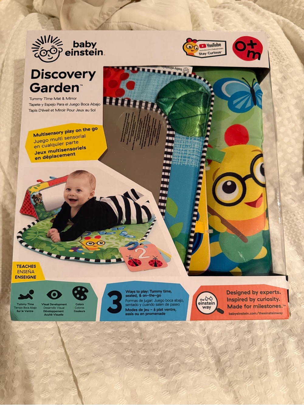 Baby Einstein Discovery Garden Tummy Time Mat & Mirror - Green